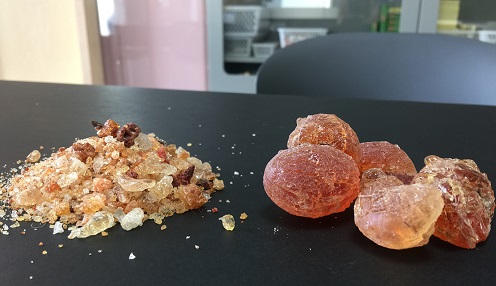 Picture of two different kinds of gum arabic